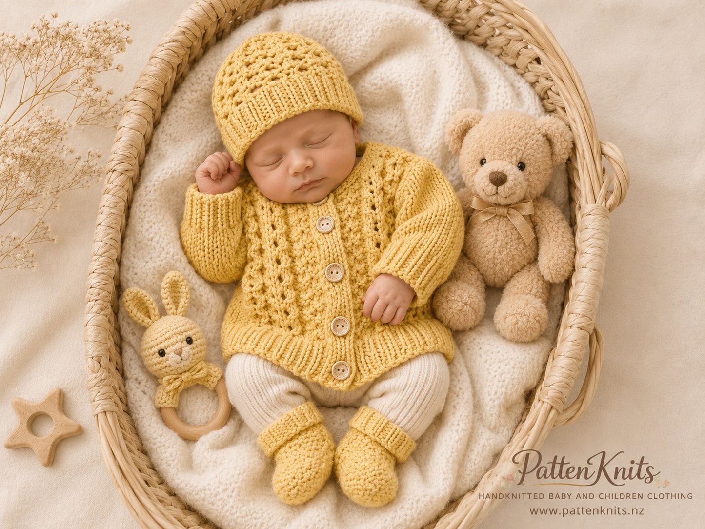 Handknitted Cardigan, Hat and Booties