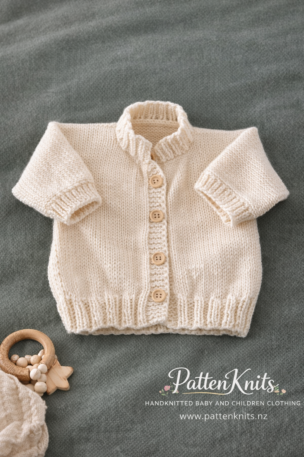 Handknitted Merino Cardigan size 0-3 months
