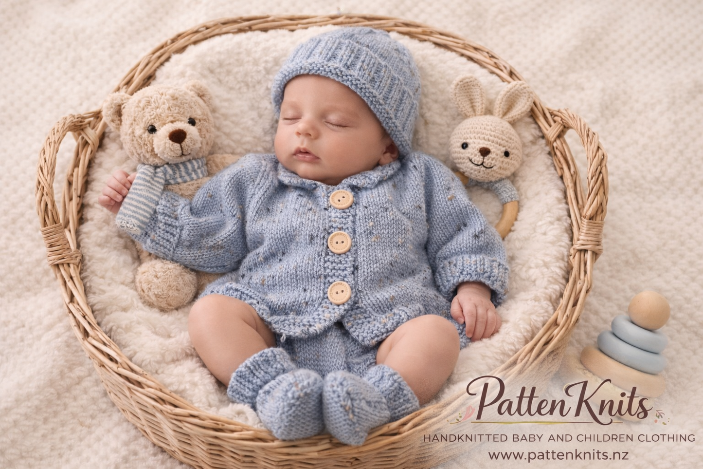 Blue Cardigan, hat and booties