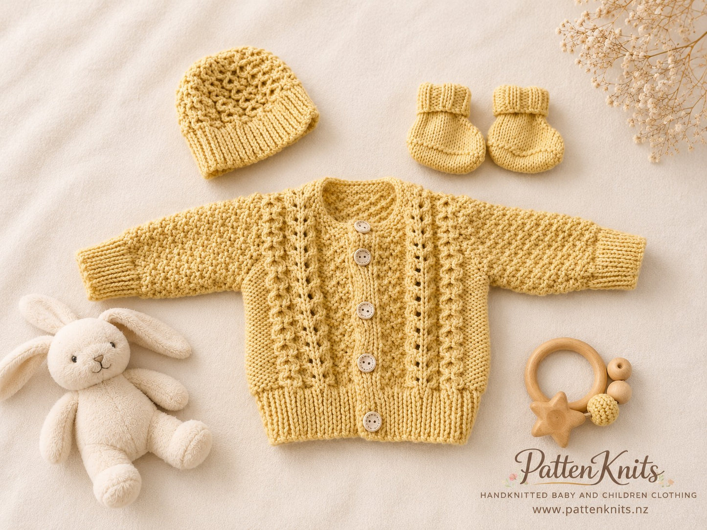 Handknitted Cardigan, Hat and Booties