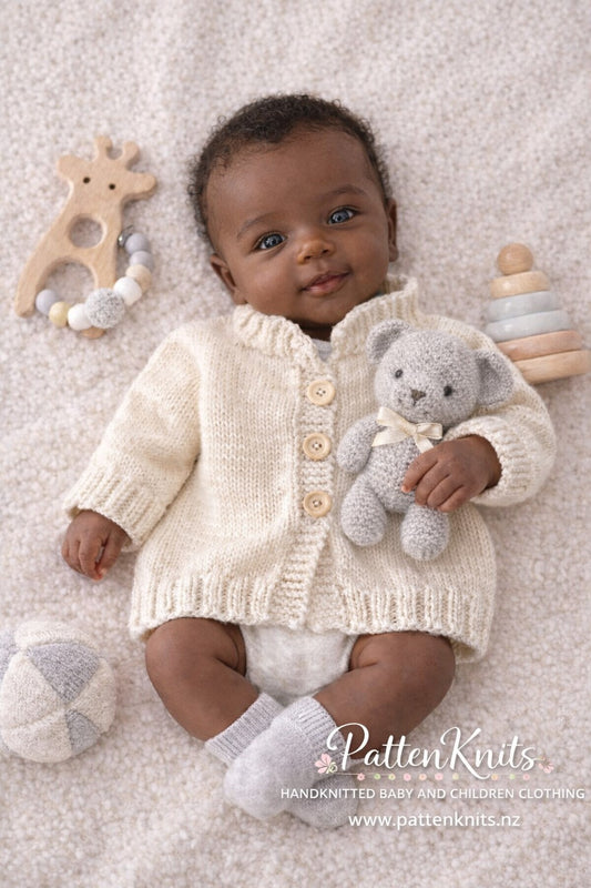 Handknitted Merino Cardigan size 0-3 months