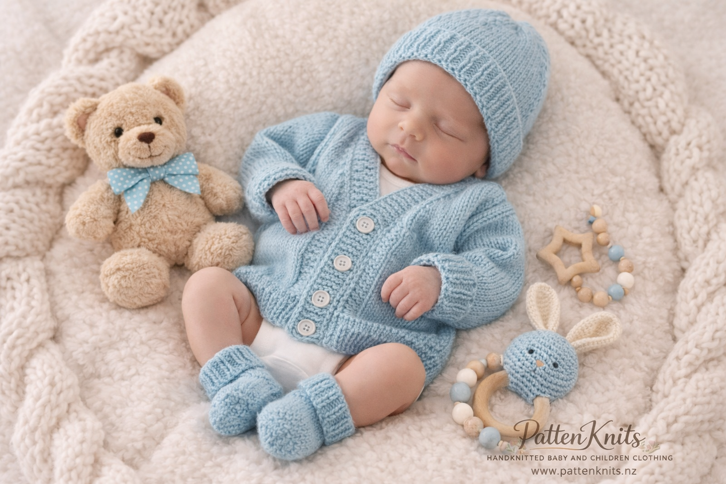 Handknitted Cardigan, Hat and Booties