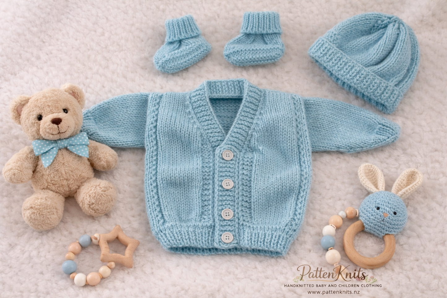 Handknitted Cardigan, Hat and Booties
