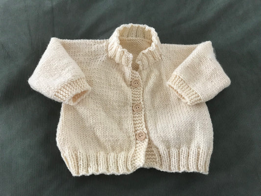 Handknitted Merino Cardigan size 0-3 months